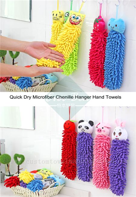 China Bulk Custom Kitchen Cartoon Animal Doll Chenille Hand Drying Cleaning Hanging Cloth Towel Producer for Europe Germany